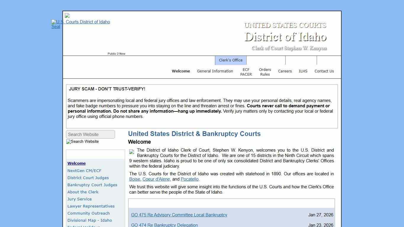 U.S. Courts, District of Idaho